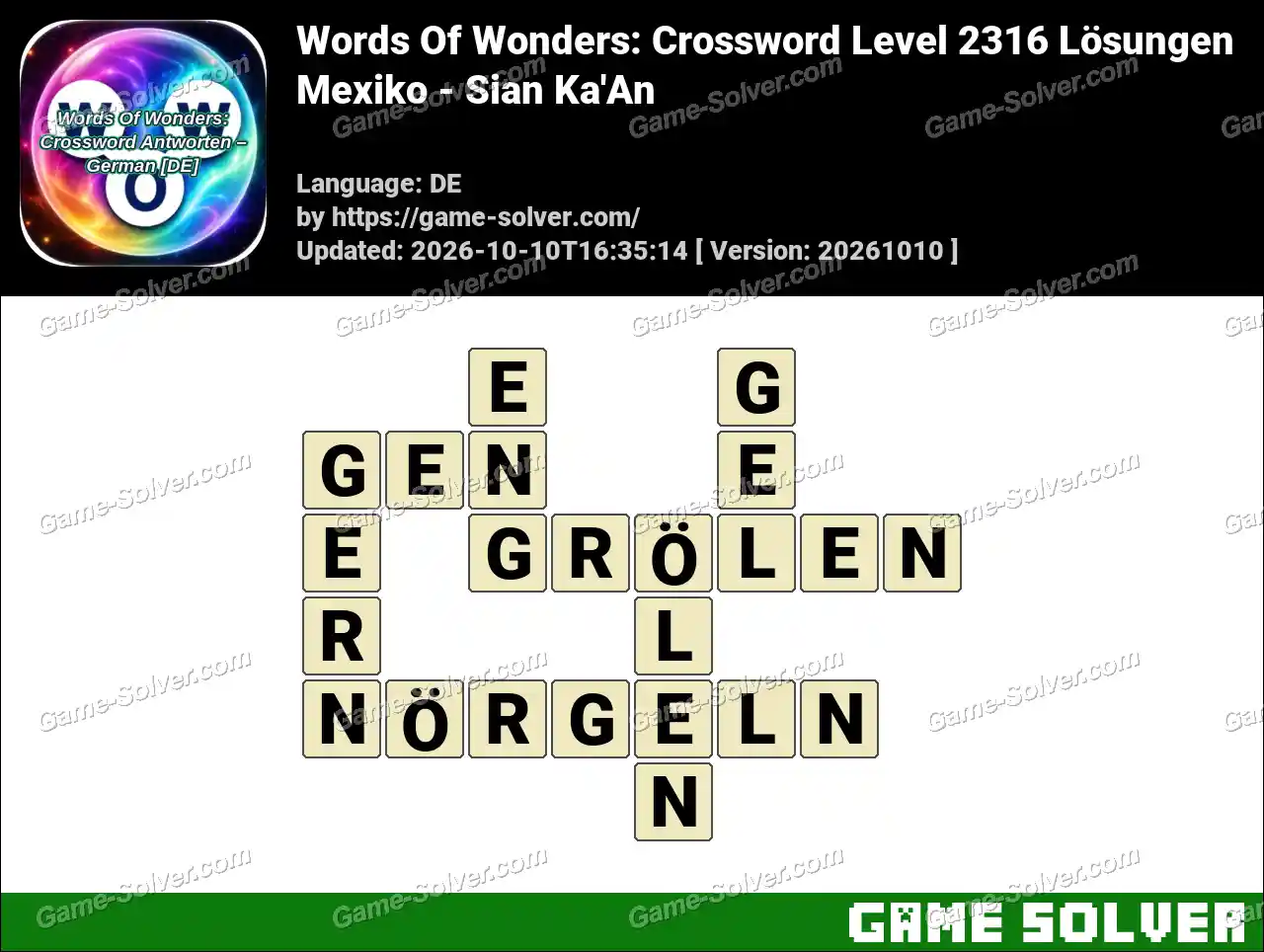 Words Of Wonders: Crossword Level 2316 Lösungen – Mexiko – Sian Ka’An